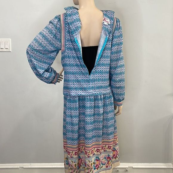 Vintage Abstract Floral 70s Femme Dress - Picture 8 of 16